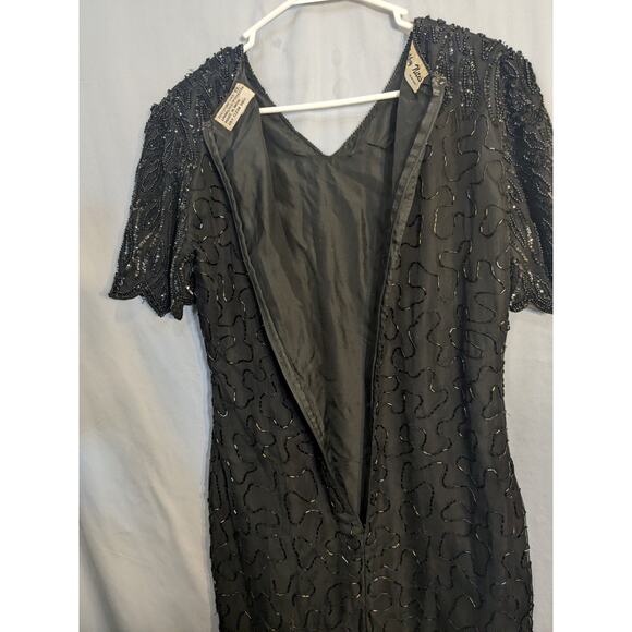 Vintage Black Silk Beaded Formal Dress - Picture 5 of 8